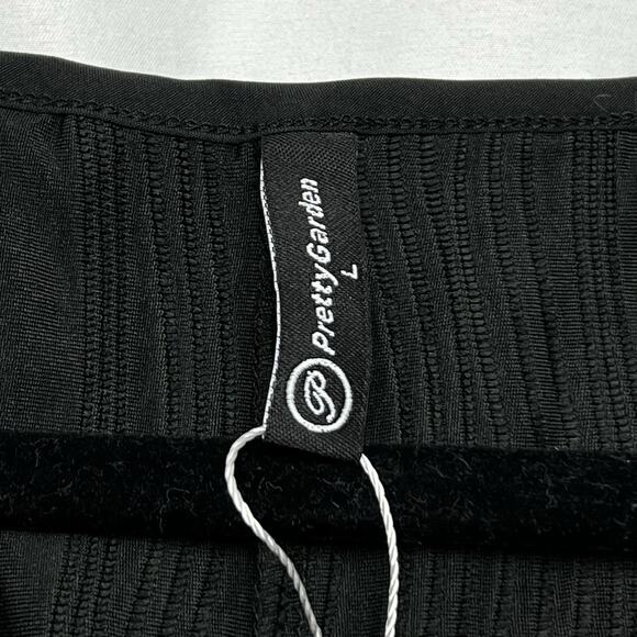 Pretty Garden Maxi Dress Size Large Black V Neck Textured Front Slit NWT - Picture 4 of 9